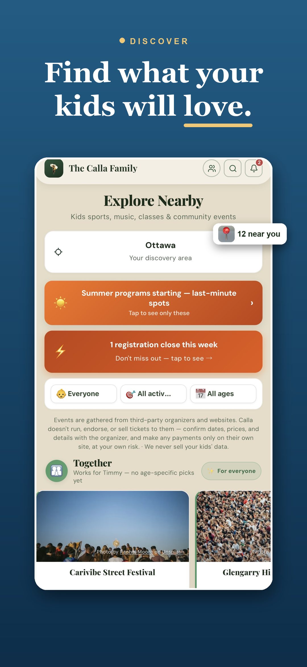 Calla Discover — local activities and events near you